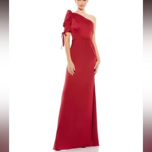 Mac Duggal 55632 Puff Sleeve One Shoulder Dress Size 2